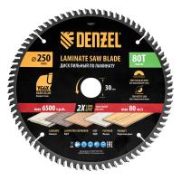 Пильный диск по ламинату ф250 х 30 мм, 80 зубьев Denzel
