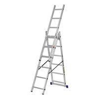 Лестница, 3 х 6 ступеней, алюминиевая, трехсекционная, Сибртех купить в Москве с доставкой по всей России | ProtosMarket.ru