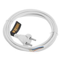Шнур сетевой Energy Series, ПВС, 3 м, 2 x 1 мм, с неразборной вилкой, белый, Denzel