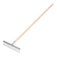 Грабли, нержавеющая сталь, 340 х 1300 мм, 14 витых зубьев, деревянный черенок, Россия, Сибртех