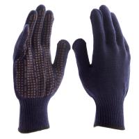 Перчатки трикотажные, акрил, ПВХ гель, "Протектор", синий, оверлок Сибртех