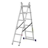 Лестница, 2 х 6 ступеней, алюминиевая, двухсекционная, Сибртех