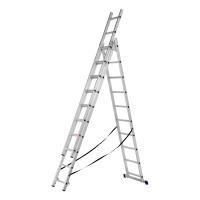 Лестница, 3 х 10 ступеней, алюминиевая, трехсекционная, Сибртех