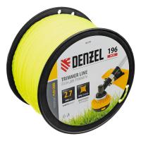 Леска для триммера витой квадрат, 2,7мм х 196м, на DIN катушке FLEX CORD Denzel