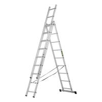 Лестница, 3 х 9 ступеней, алюминиевая, трехсекционная, Сибртех