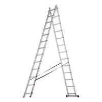 Лестница, 2 х 13 ступеней, алюминиевая, двухсекционная, Сибртех
