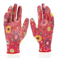 Перчатки садовые из полиэстера с нитрильным обливом, красные, M Palisad