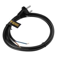 Шнур сетевой Energy Series, ПВС, 1,5 м, 2 x 1,5 мм, с неразборной вилкой, черный, Denzel