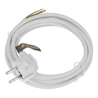Шнур сетевой Energy Series, ПВС, 3 м, 3 x 1 мм, с неразборной вилкой, белый, Denzel