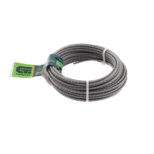 Леска для триммера квадратная витая, армированная алюминием, 2.4 мм х 10 м, Сибртех купить в Москве с доставкой по всей России | ProtosMarket.ru