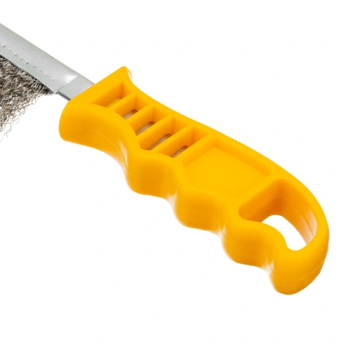 Щетка металлическая с пластмассовой ручкой, нержавеющая проволока DENZEL купить в Москве с доставкой по всей России | ProtosMarket.ru