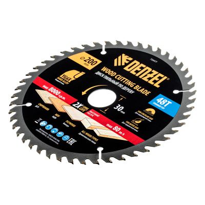 Пильный диск по дереву ф200 х 30 мм, 48 зубьев Denzel купить в Москве с доставкой по всей России | ProtosMarket.ru