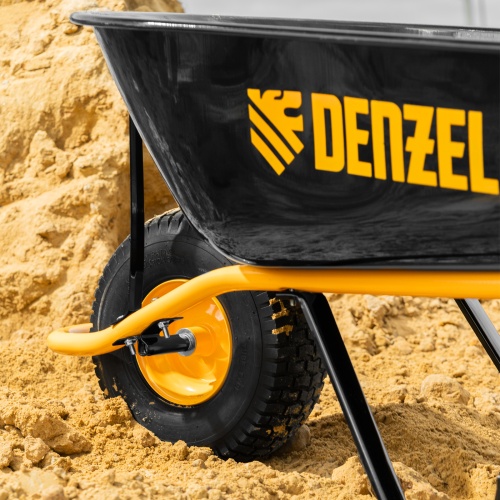 Тачка строительная, усиленная, объем 130 л, 230 кг, колесо 15х6.00-6 Denzel купить в Москве с доставкой по всей России | ProtosMarket.ru