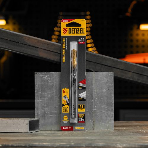 Сверло спиральное по металлу 11 x 142мм, Р6М5, Golden Tip, многогранная заточка Denzel купить в Москве с доставкой по всей России | ProtosMarket.ru