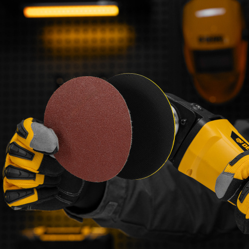 Тарелка опорная для дрели и УШМ с липучкой, 115 мм, мягкая, с адаптером c М14 на d8 Denzel купить в Москве с доставкой по всей России | ProtosMarket.ru