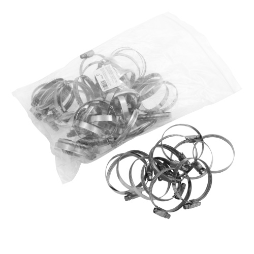 Хомуты нержавеющая сталь, Стандартное болтовое крепление 40-60 мм, 50 штук в упаковке, ширина 9 мм Сибртех купить в Москве с доставкой по всей России | ProtosMarket.ru