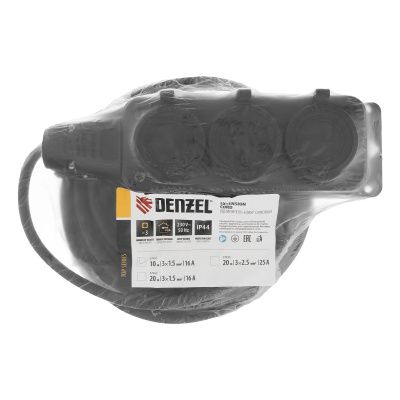 Удлинитель-шнур силовой Top Series, КГТТ, 10 м, 3 розетки, 3 x 1,5 мм Denzel купить в Москве с доставкой по всей России | ProtosMarket.ru