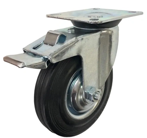 Колесо поворотное резина SCb 80 200 мм с тормозом РФ по ценам производителя в Москве с доставкой по всей России