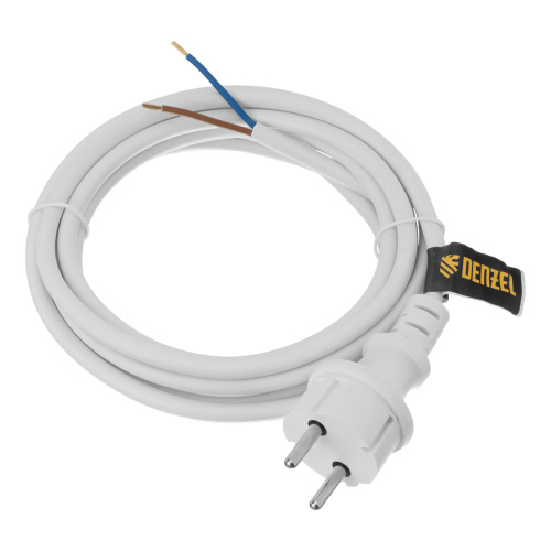 Шнур сетевой Energy Series, ПВС, 3 м, 2 x 1,5 мм, с неразборной вилкой, белый, Denzel купить в Москве с доставкой по всей России | ProtosMarket.ru