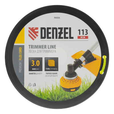 Леска для триммера зубчатый квадрат, 3,0мм х 113м, на DIN катушке FLEX CORD Denzel купить в Москве с доставкой по всей России | ProtosMarket.ru