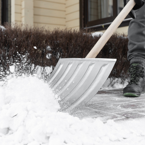Лопата для уборки снега стальная оцинкованная, 420х370х1370 мм, деревянный черенок, Сибртех купить в Москве с доставкой по всей России | ProtosMarket.ru