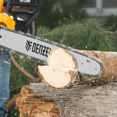 Пила цепная электрическая EDS-2200P, 2.2 кВт,поперечная, шина 45 см, шаг 3/8, паз 1.3 мм, 63 звена Denzel купить в Москве с доставкой по всей России | ProtosMarket.ru