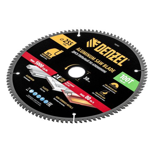 Пильный диск по алюминию ф255 х 30 мм, 100 зубьев Denzel купить в Москве с доставкой по всей России | ProtosMarket.ru