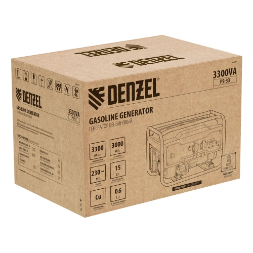 Генератор бензиновый PS 33, 3.3 кВт, 230 В, 15 л, ручной стартер Denzel купить в Москве с доставкой по всей России | ProtosMarket.ru