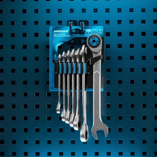 Набор ключей комбинированных трещоточных, количество зубьев 100, СRV, 7 шт, 8-19 мм Gross купить в Москве с доставкой по всей России | ProtosMarket.ru