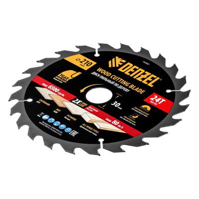 Пильный диск по дереву ф210 х 30 мм, 24 зубьев Denzel купить в Москве с доставкой по всей России | ProtosMarket.ru