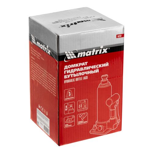 Домкрат гидравлический бутылочный, 3 т, h подъема 178-343 мм Matrix купить в Москве с доставкой по всей России | ProtosMarket.ru