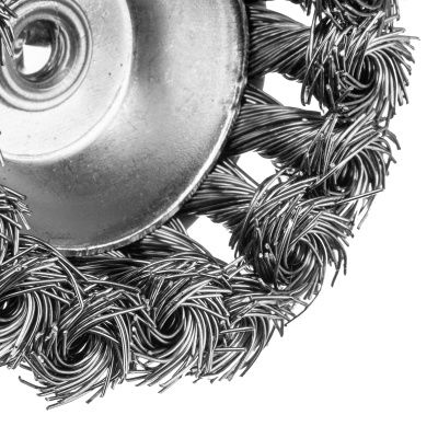 Щетка для дрели, 65 мм, Чашка, со шпилькой, нержавеющая крученая проволока Denzel купить в Москве с доставкой по всей России | ProtosMarket.ru