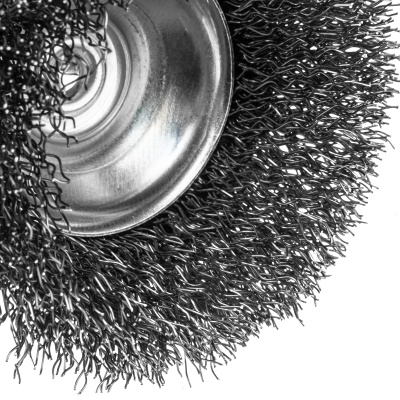 Щетка для дрели, 65 мм, Чашка, со шпилькой , нержавеющая витая проволока Denzel купить в Москве с доставкой по всей России | ProtosMarket.ru