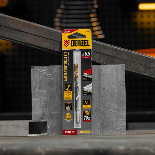 Сверло спиральное по металлу 6,5 x 100 мм, Р6М5, Golden Tip  Denzel купить в Москве с доставкой по всей России | ProtosMarket.ru