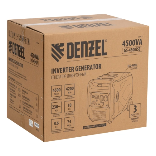Генератор инверторный GS-4500iSE, 4,5 кВт, 230 В, закрытый корпус, электростартер Denzel купить в Москве с доставкой по всей России | ProtosMarket.ru
