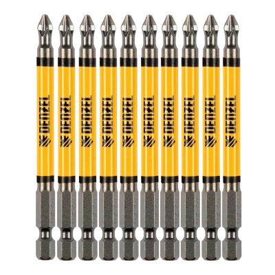 Бита PZ2х90, сталь S2, цилиндр., 10 шт. Е 6,3 Denzel