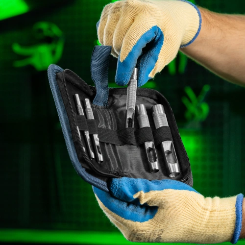 Набор пробойников для кожи 3 4 6 8 10 12.5 мм, 6 шт, чехол Сибртех купить в Москве с доставкой по всей России | ProtosMarket.ru