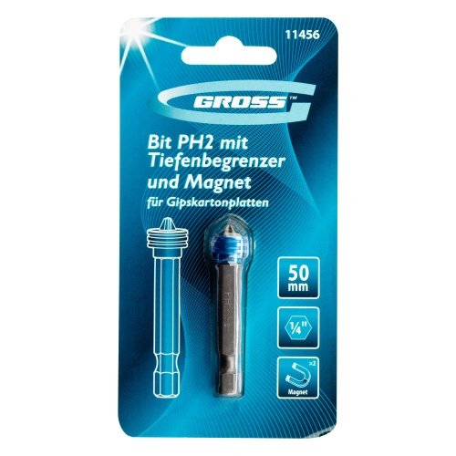Бита PH2 x 50 мм с ограничителем и магнитом, для ГКЛ, S2 Gross купить в Москве с доставкой по всей России | ProtosMarket.ru