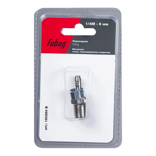 FUBAG Переходник 1/4 дюйма M на елочку 6мм с обжимным кольцом 9Х11мм, блистер 1 шт купить в Москве с доставкой по всей России | ProtosMarket.ru