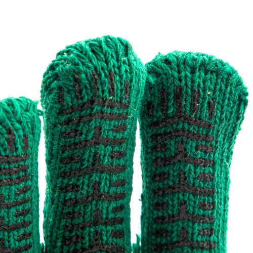 Перчатки трикотажные усиленные, гелевое ПВХ-покрытие, 7 класс, зеленые Сибртех купить в Москве с доставкой по всей России | ProtosMarket.ru