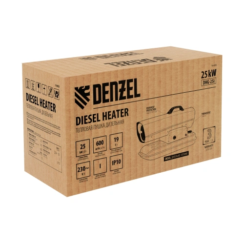 Дизельная тепловая пушка DHG-25i, 25 кВт, 600 м3/ч, прямой нагрев, термостат Denzel купить в Москве с доставкой по всей России | ProtosMarket.ru