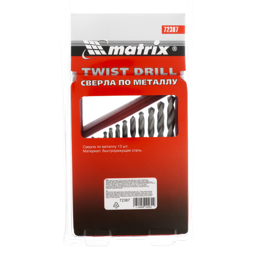 Набор сверл по металлу, 2-8 мм (через 0.5 мм) HSS 13 шт, металлическая коробка, цилиндрический хвостовик Matrix купить в Москве с доставкой по всей России | ProtosMarket.ru