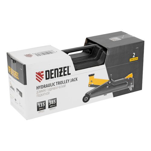 Домкрат гидравлический подкатной, 2 т, 135-385 мм, в пласт. кейсе Denzel купить в Москве с доставкой по всей России | ProtosMarket.ru