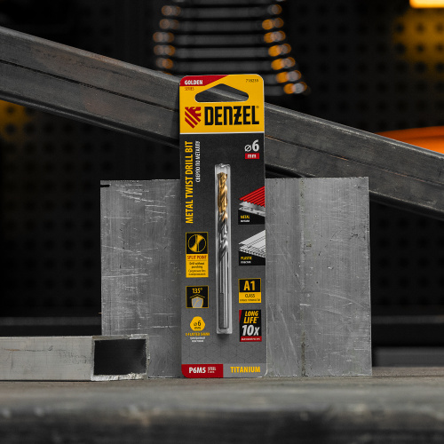 Сверло спиральное по металлу 6 x 93 мм, Р6М5, Golden Tip  Denzel купить в Москве с доставкой по всей России | ProtosMarket.ru