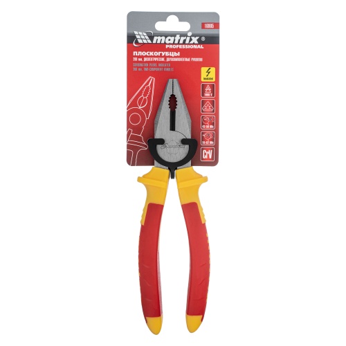 Плоскогубцы комбинированные Insulated, 200 мм, двухкомпонентные рукоятки Matrix Professional купить в Москве с доставкой по всей России | ProtosMarket.ru