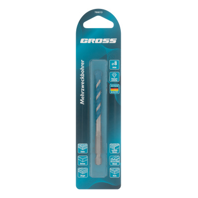 Сверло универсальное, Multipurpose PRO, 6-гр. хвостовик, 8мм Gross купить в Москве с доставкой по всей России | ProtosMarket.ru