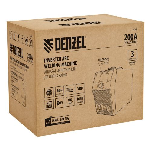 Аппарат инвертор. дуговой сварки SDR-205 Ultra, 200 А, ПВ 60% Denzel купить в Москве с доставкой по всей России | ProtosMarket.ru