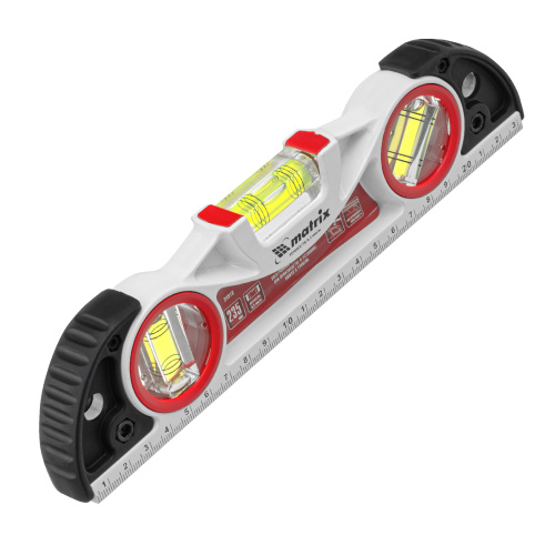 Уровень алюминиевый литой, фрезерованный, 3 глазка, две ударные площадки, 235 мм Matrix купить в Москве с доставкой по всей России | ProtosMarket.ru