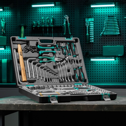 Набор инструментов, 1/2",3/8", 1/4", CrV, пластиковый кейс 142 предмета Stels купить в Москве с доставкой по всей России | ProtosMarket.ru