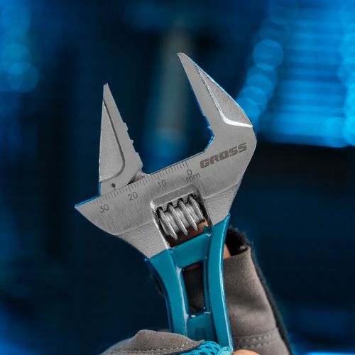 Ключ разводной 200 мм, CrV, облегченный Gross купить в Москве с доставкой по всей России | ProtosMarket.ru